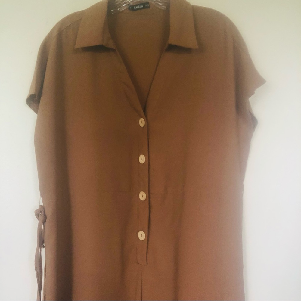Shein Jumper Brown w belt button at ankle Sz M